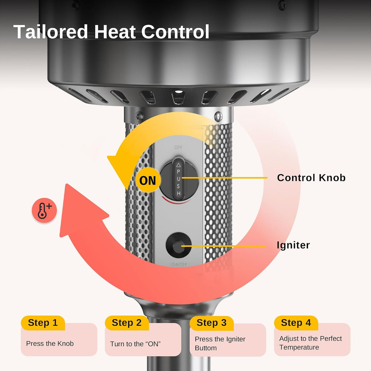 Anti-Rust 50,000 BTU Patio Heater for Outdoor Use with Double-Layer Stainless Steel Burner, Table Design and Wheels, Propane Patio Heater for Home and Commercial, Stainless Steel