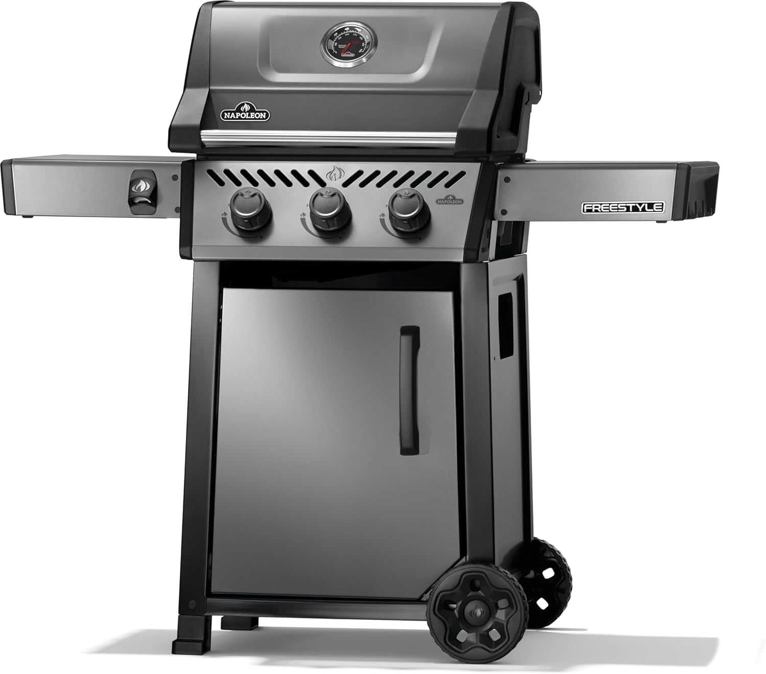 Freestyle 365 Propane Gas Outdoor Grill, Graphite Grey – 3-Burner BBQ with Porcelain Coated Cast Iron Iconic WAVE™ Cooking Grids