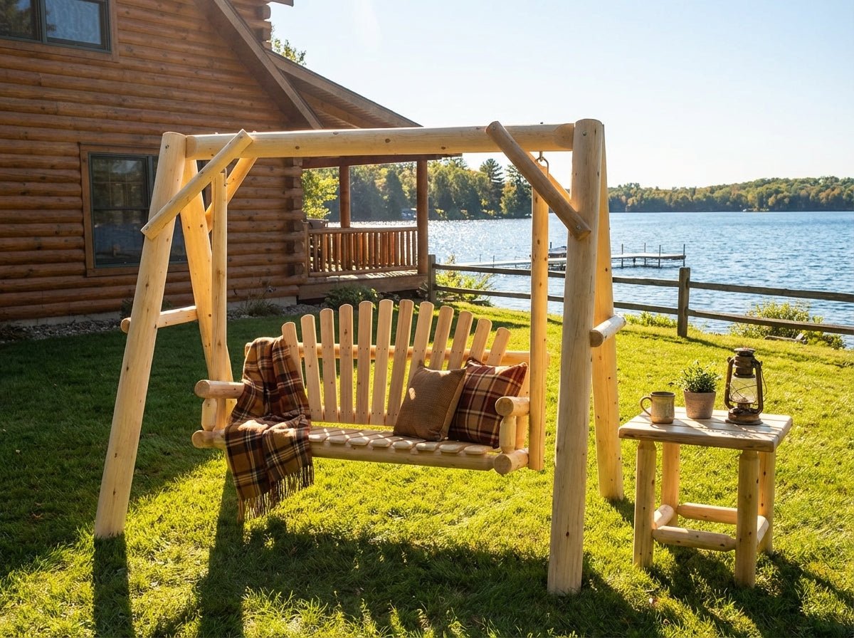 Cedar Creek Rustic Furniture Handcrafted White Cedar Patio Swing – 5-Foot