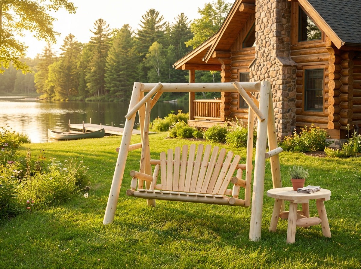Cedar Creek Rustic Furniture Handcrafted White Cedar Patio Swing – 5-Foot
