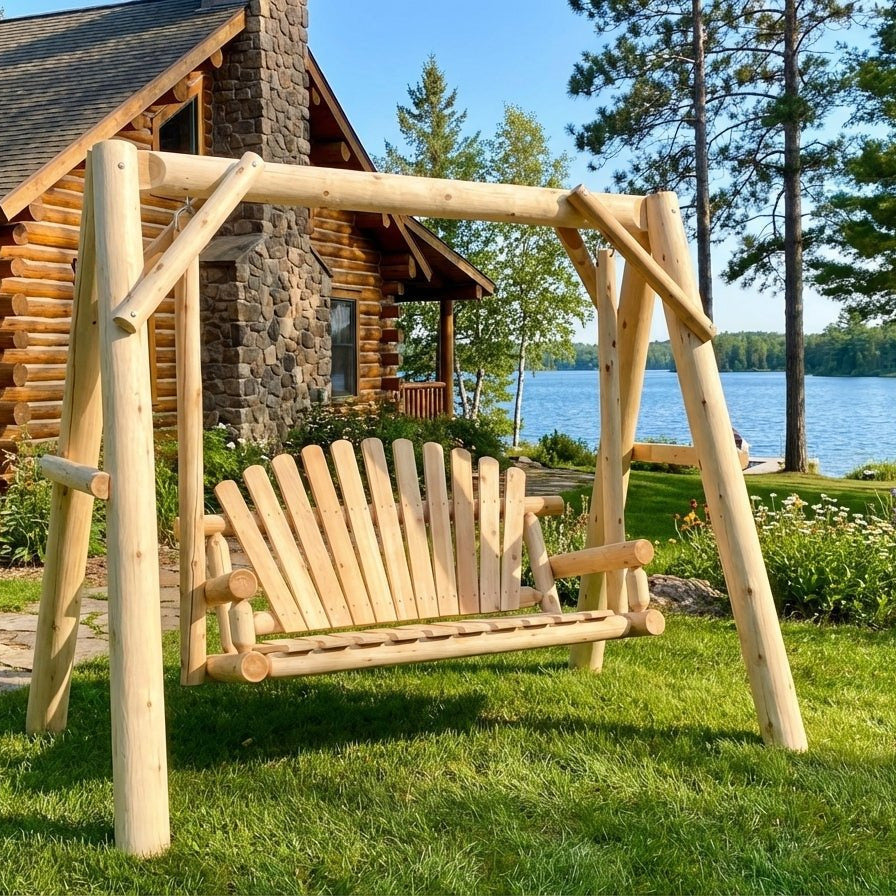 Cedar Creek Rustic Furniture Handcrafted White Cedar Patio Swing – 5-Foot