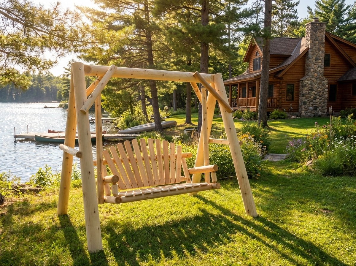 Cedar Creek Rustic Furniture Handcrafted White Cedar Patio Swing – 5-Foot