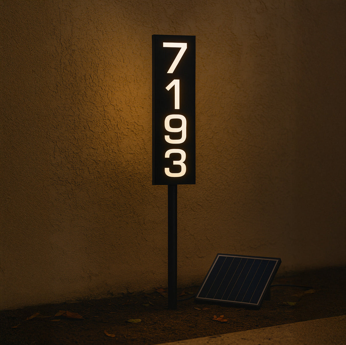 Selegna Signs Solar-Powered Illuminated House Number Sign – Staked Outdoor Address Sign