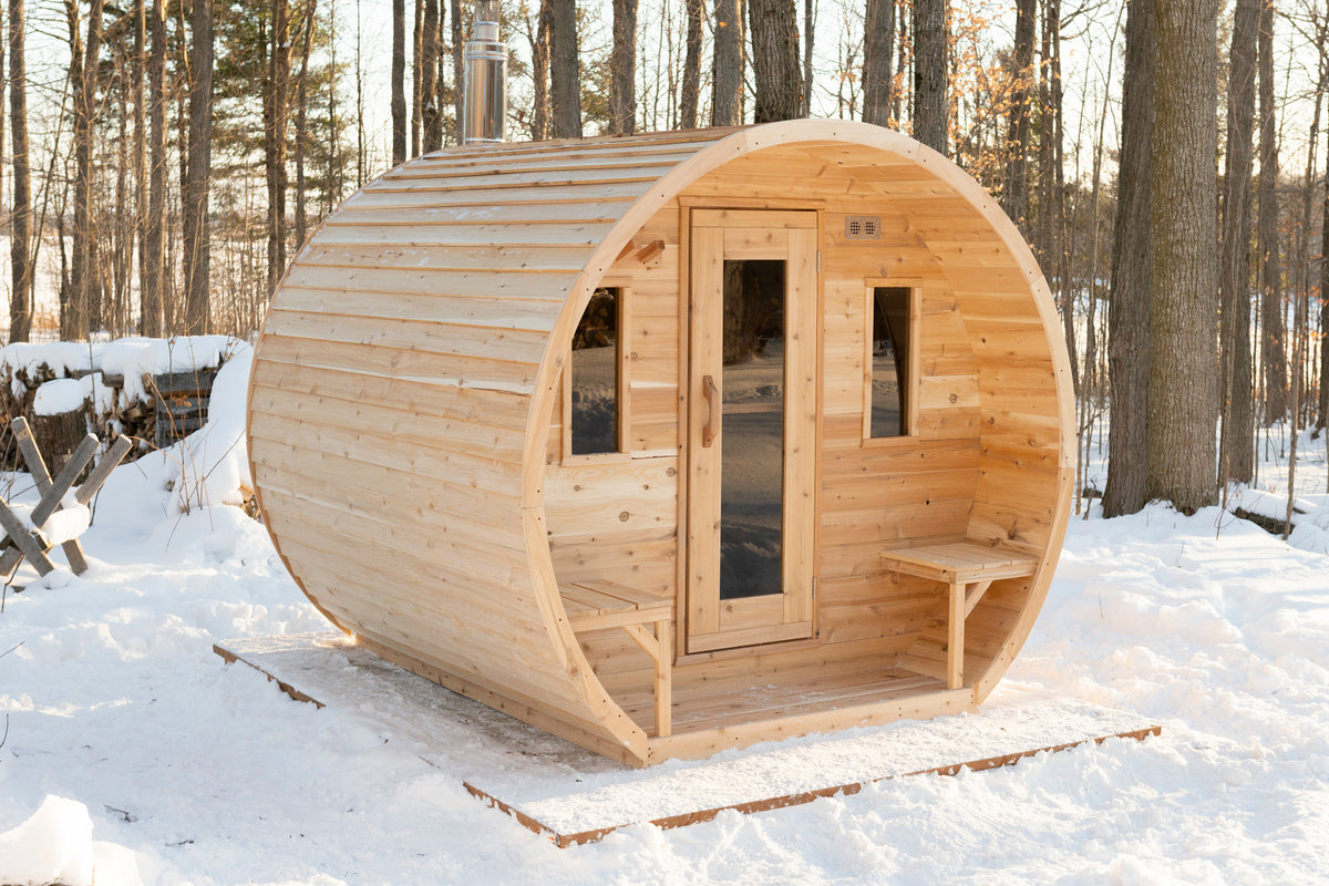 LeisureCraft Elation CTC2424 outdoor sauna with wood-burning heater