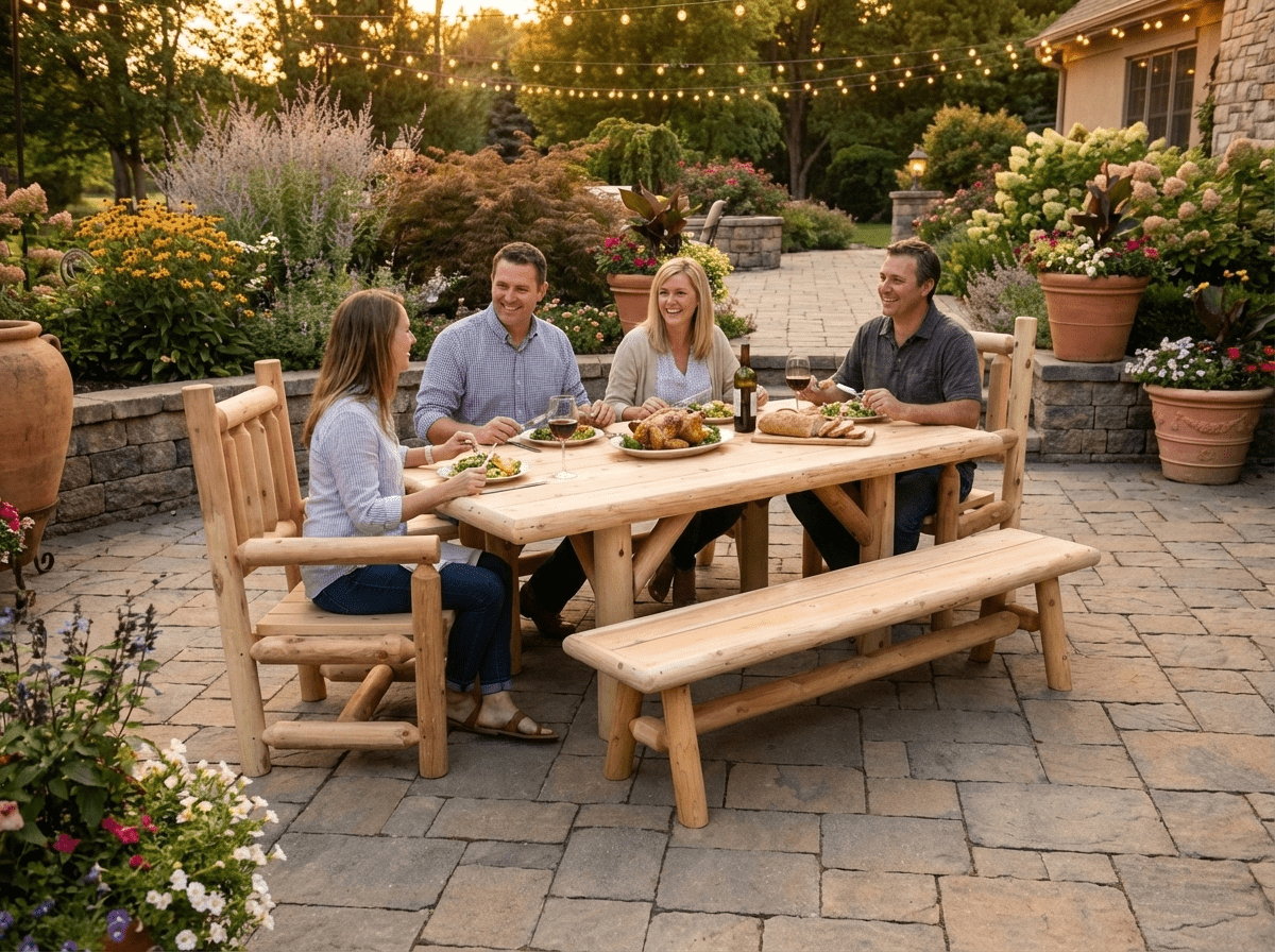 Cedar Creek White Cedar Farmhouse Outdoor Dining Set