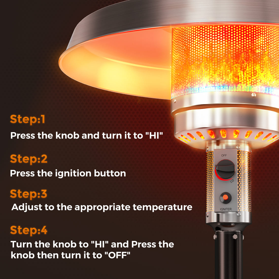Pyra 50,000 BTU Propane Patio Heater with Round Table – CSA Certified