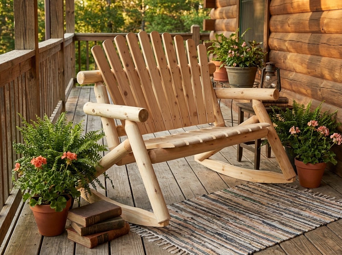 Cedar Creek White Cedar Outdoor Rocking Bench