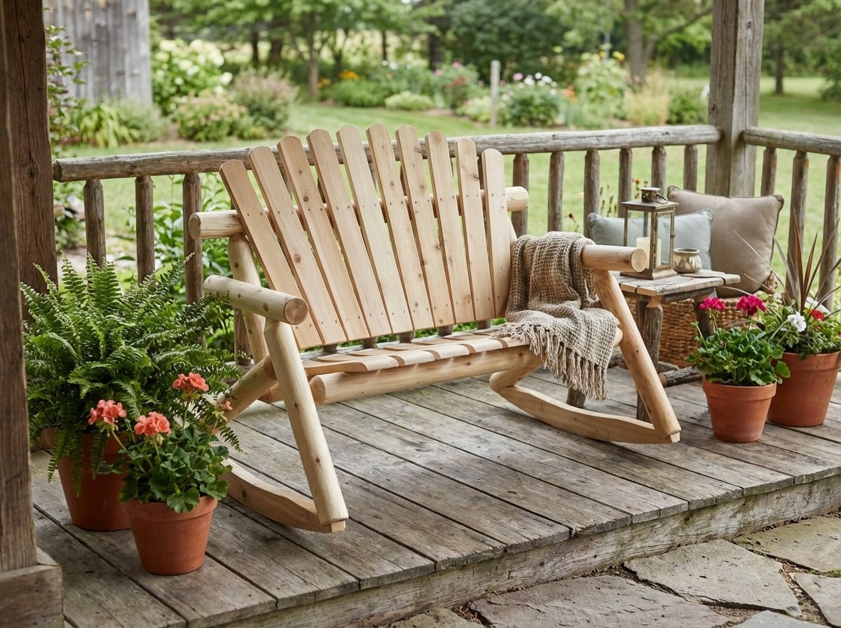 Cedar Creek White Cedar Outdoor Rocking Bench