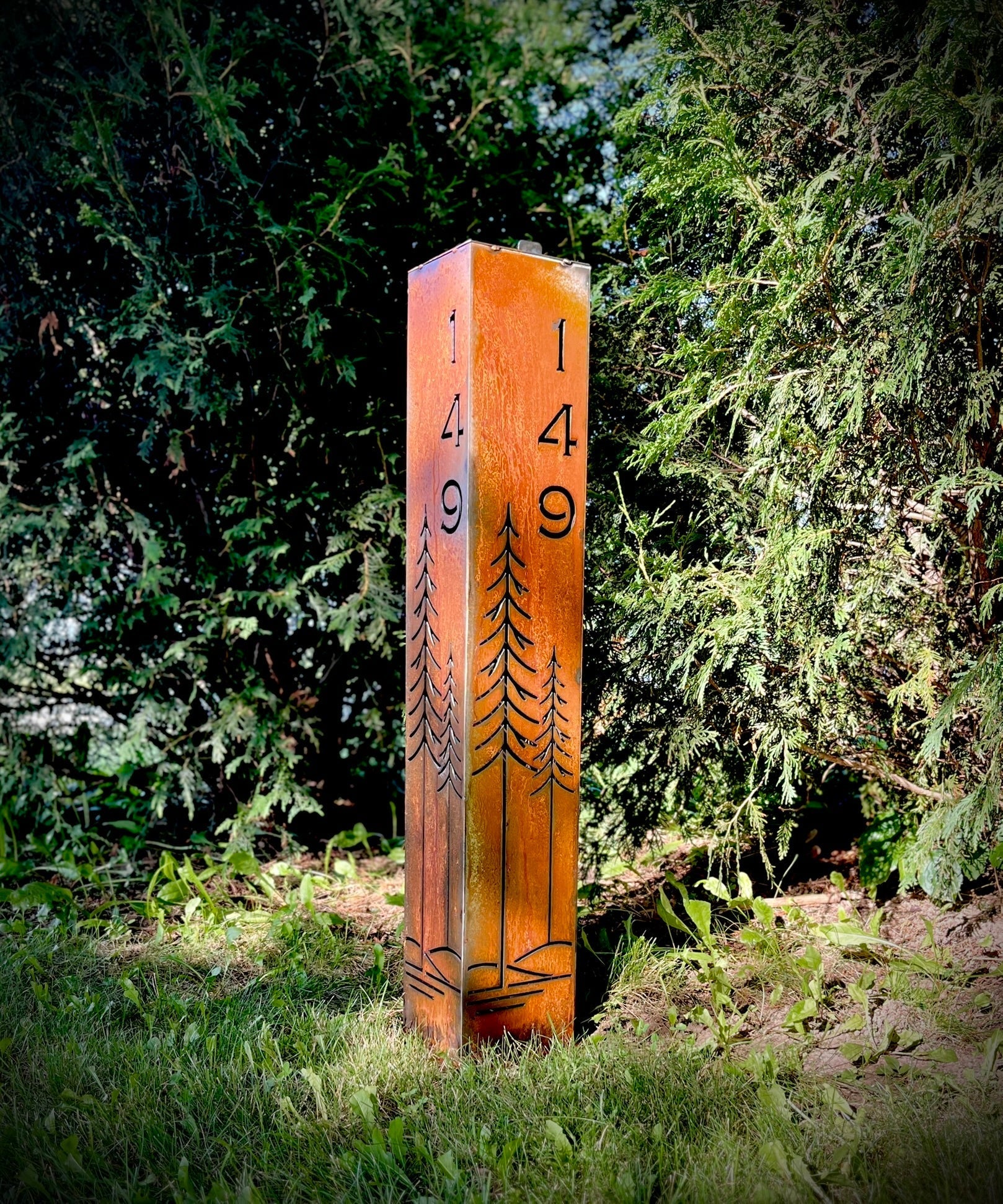 North Forge Simple Pines Address Solar Pillar – 36" & 48" Size Options