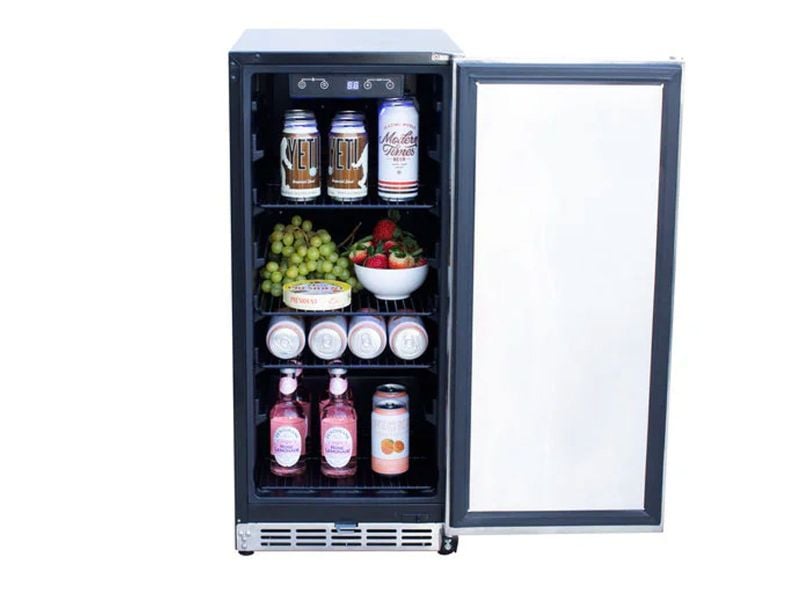 TrueFlame 15" Outdoor-Rated Stainless Steel Refrigerator | 89 Cans