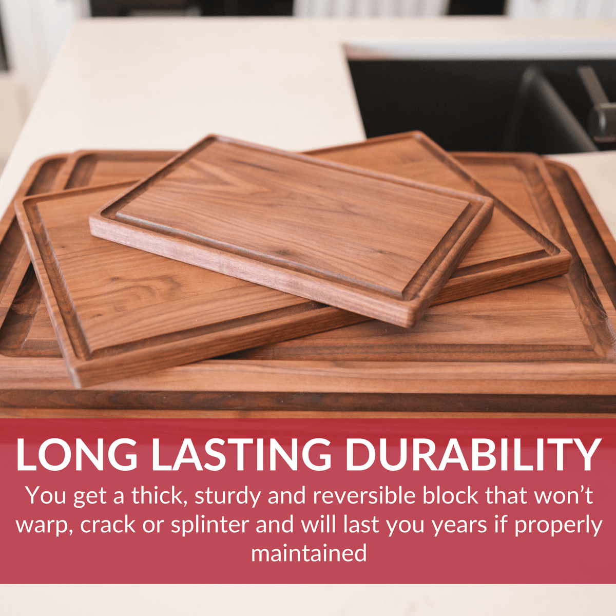 Virginia Boys Kitchens Medium Walnut Cutting Board | 17 x 11 | Made in USA