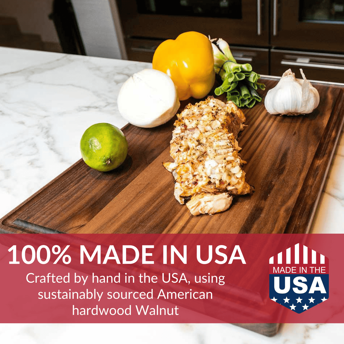 Virginia Boys Kitchens Medium Walnut Cutting Board | 17 x 11 | Made in USA