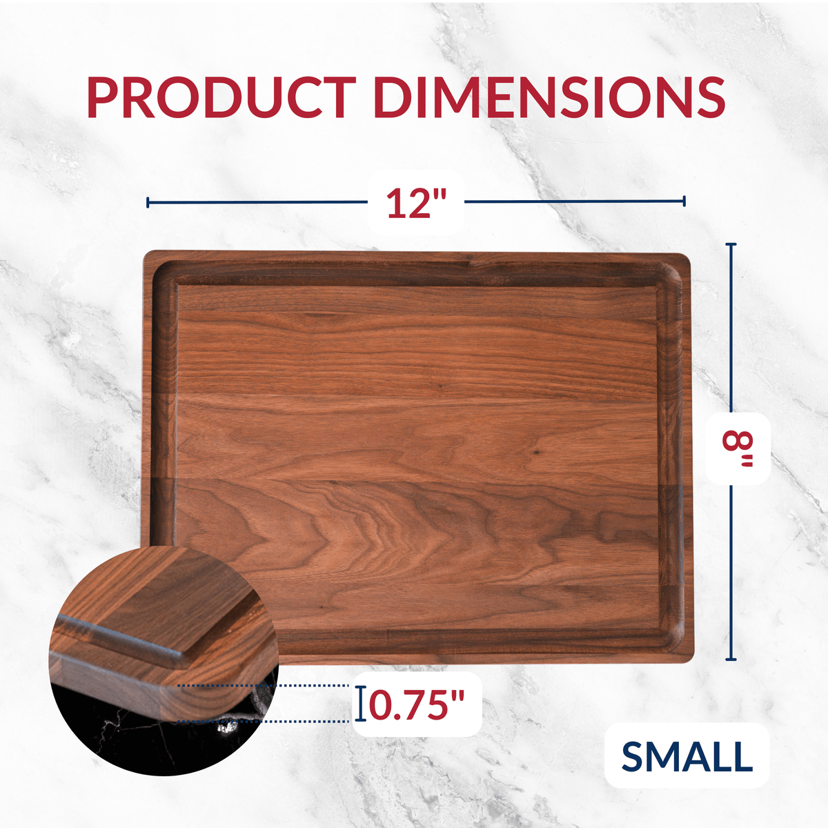 Virginia Boys Kitchens Small Walnut Cutting Board | 12 x 8 | Made in USA