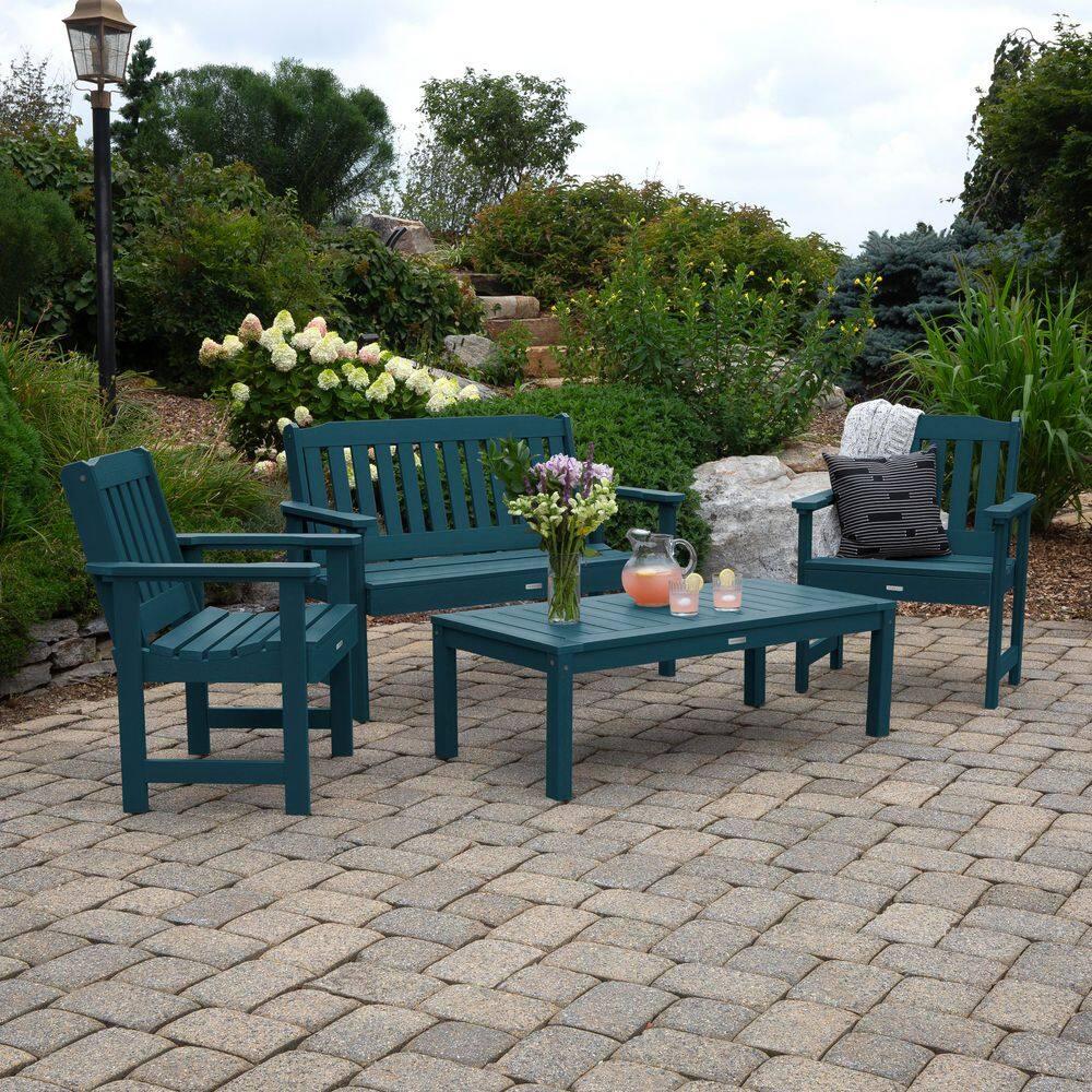 highwood® Weatherly 4-Piece Garden Conversation Set – Federal Blue Outdoor Patio Furniture