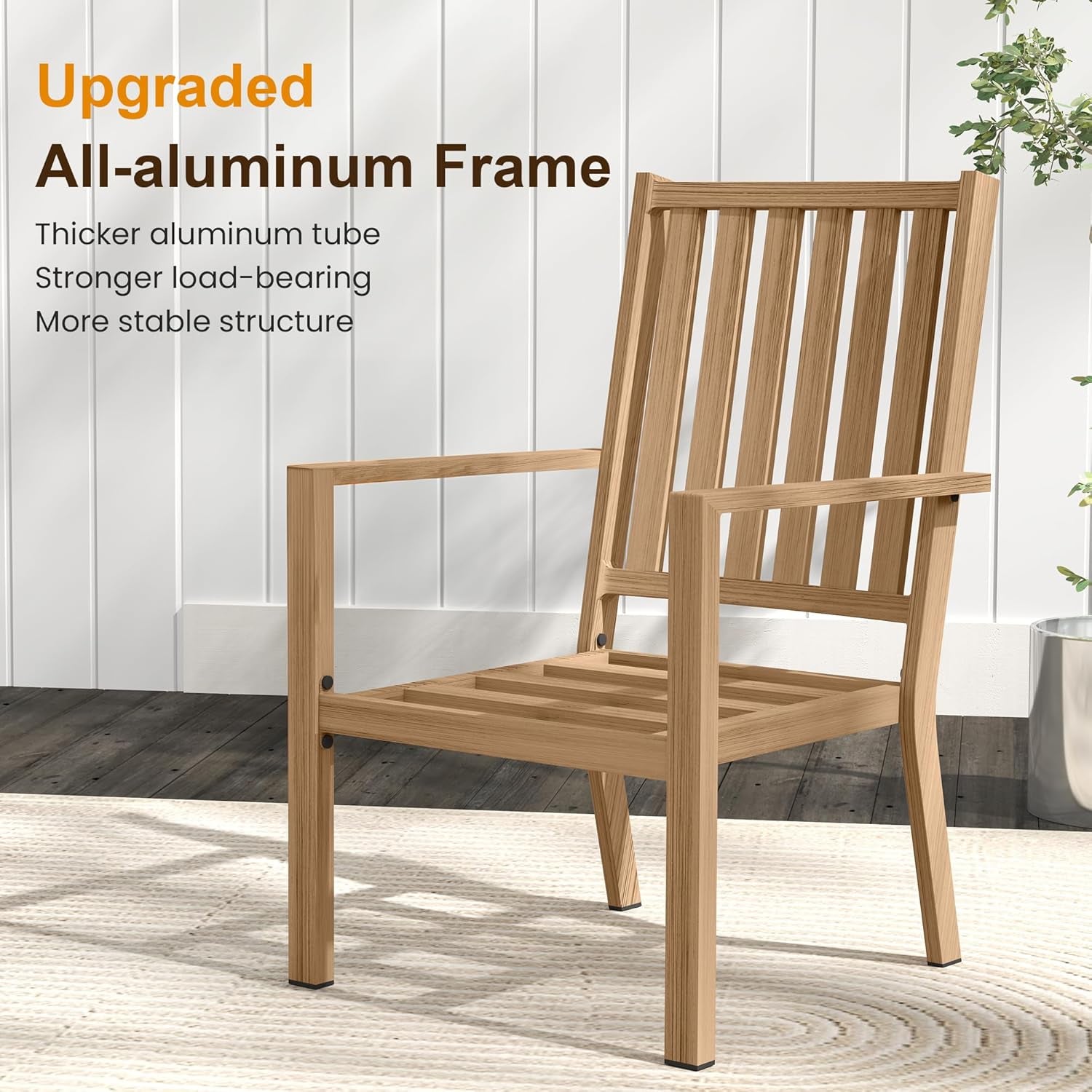 Aluminum 7 Pieces Patio Dining Sets, Outdoor Dining Table with 6 Chairs, Outdoor Patio Dining Furniture Set with Removable Cushion for Lawn, Garden, Backyard, Brown