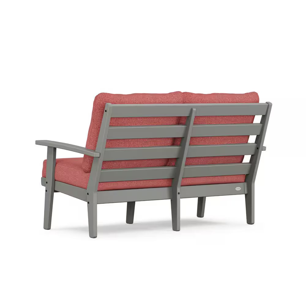 Grant Park Slate Grey 4-Piece Plastic Patio Conversation Deep Seating Set with Silver Garnet Cushions