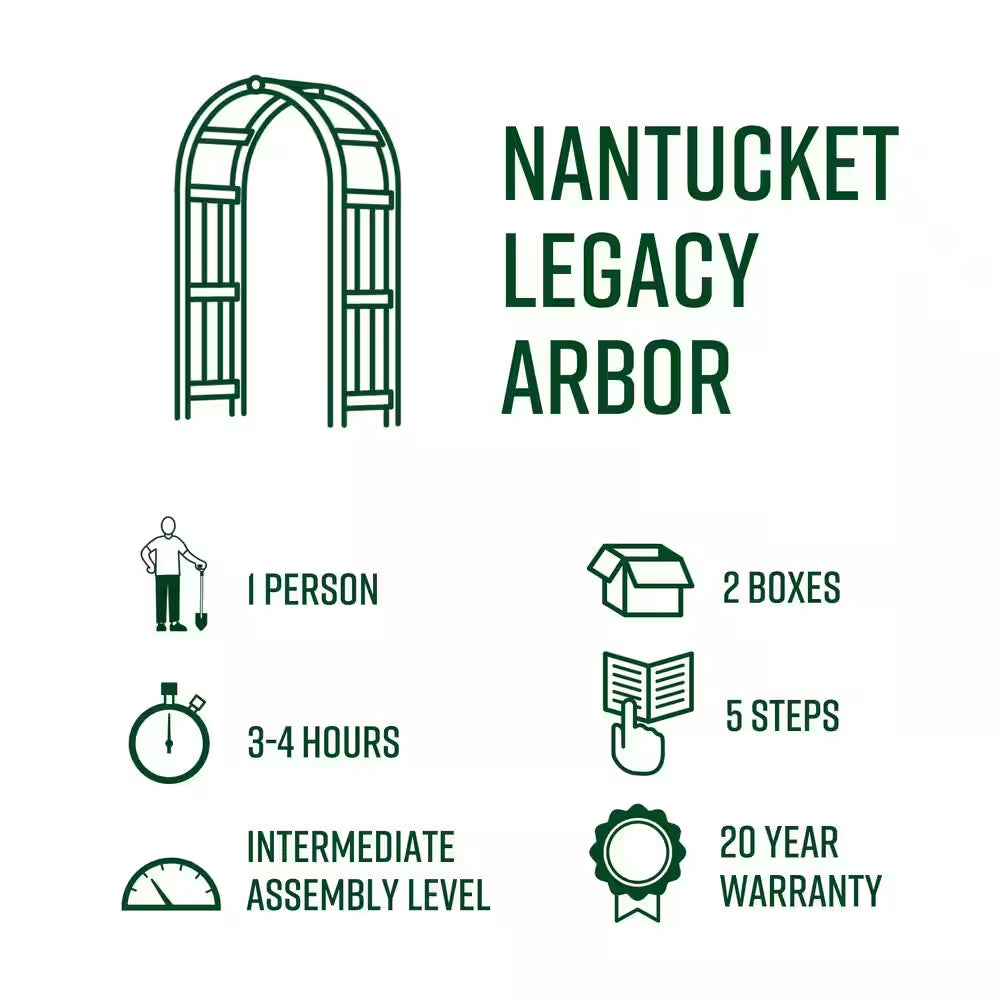 Nantucket Legacy 60 In. L X 100 In. H White Vinyl Arbor
