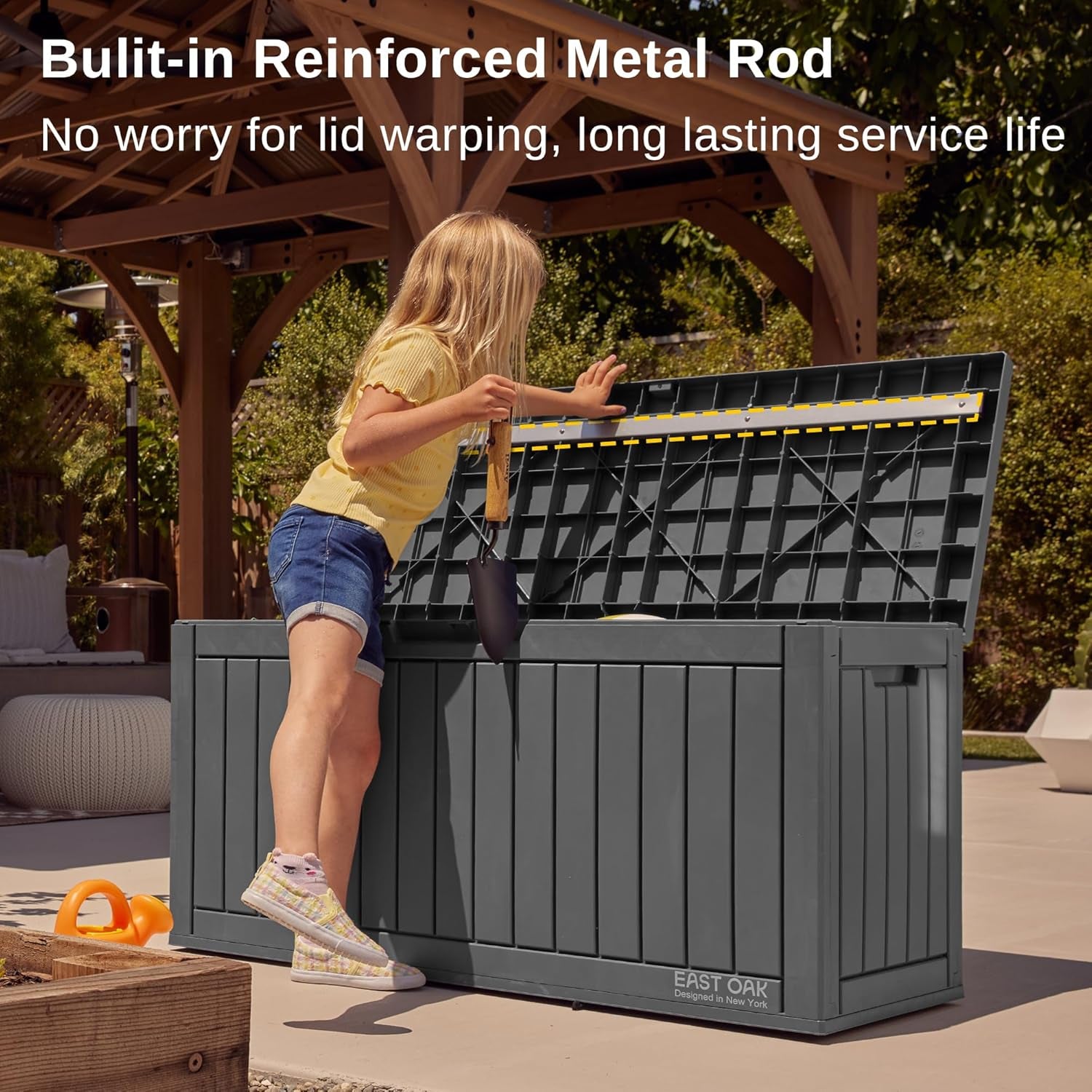 Outdoor Storage Box, 60 Gallon Deck Box Indoor and Outdoor Use, Black