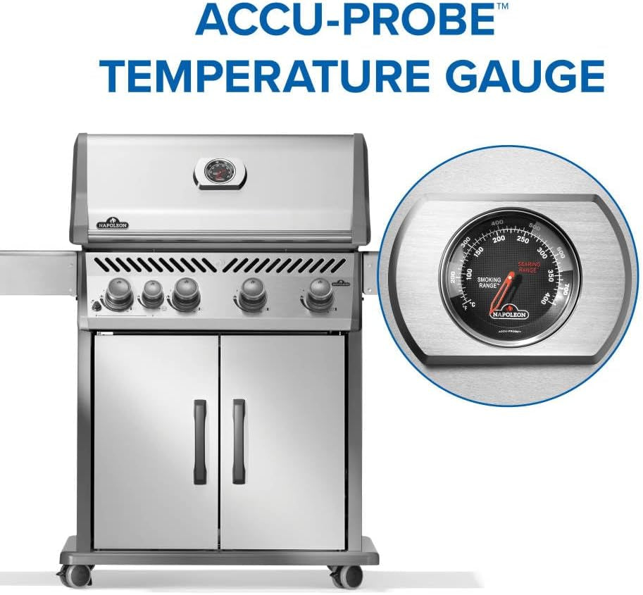 Rogue 525 Natural Gas Grill with Range Side Burner, Stainless Steel, Durable 4-Burner Cooking
