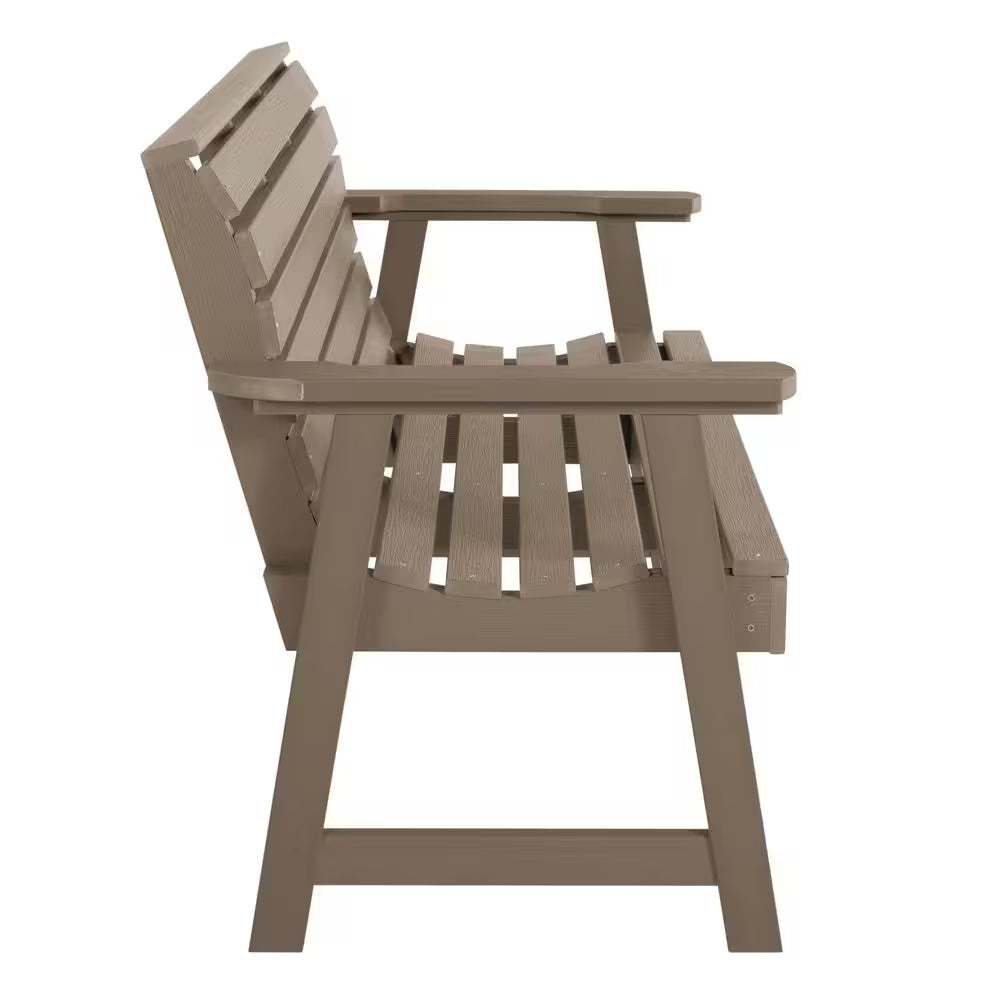 Weatherly 4 Ft. 2-Person Woodland Brown Recylced Plastic Outdoor Bench