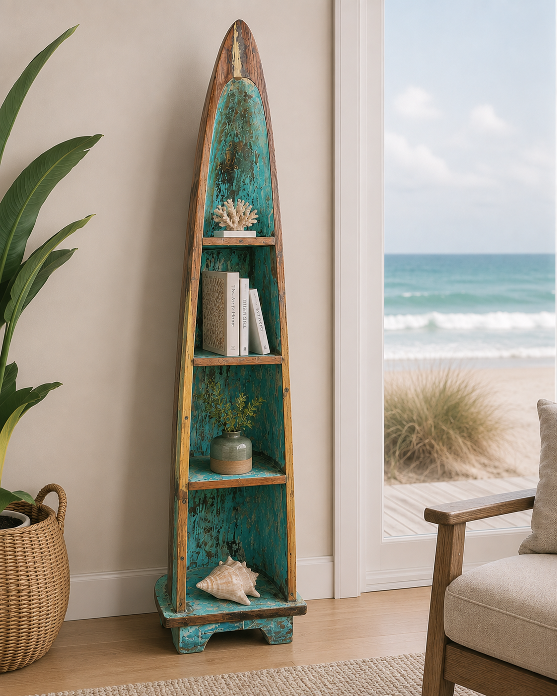 Broward Design Authentic Reclaimed Balinese Canoe Shelf