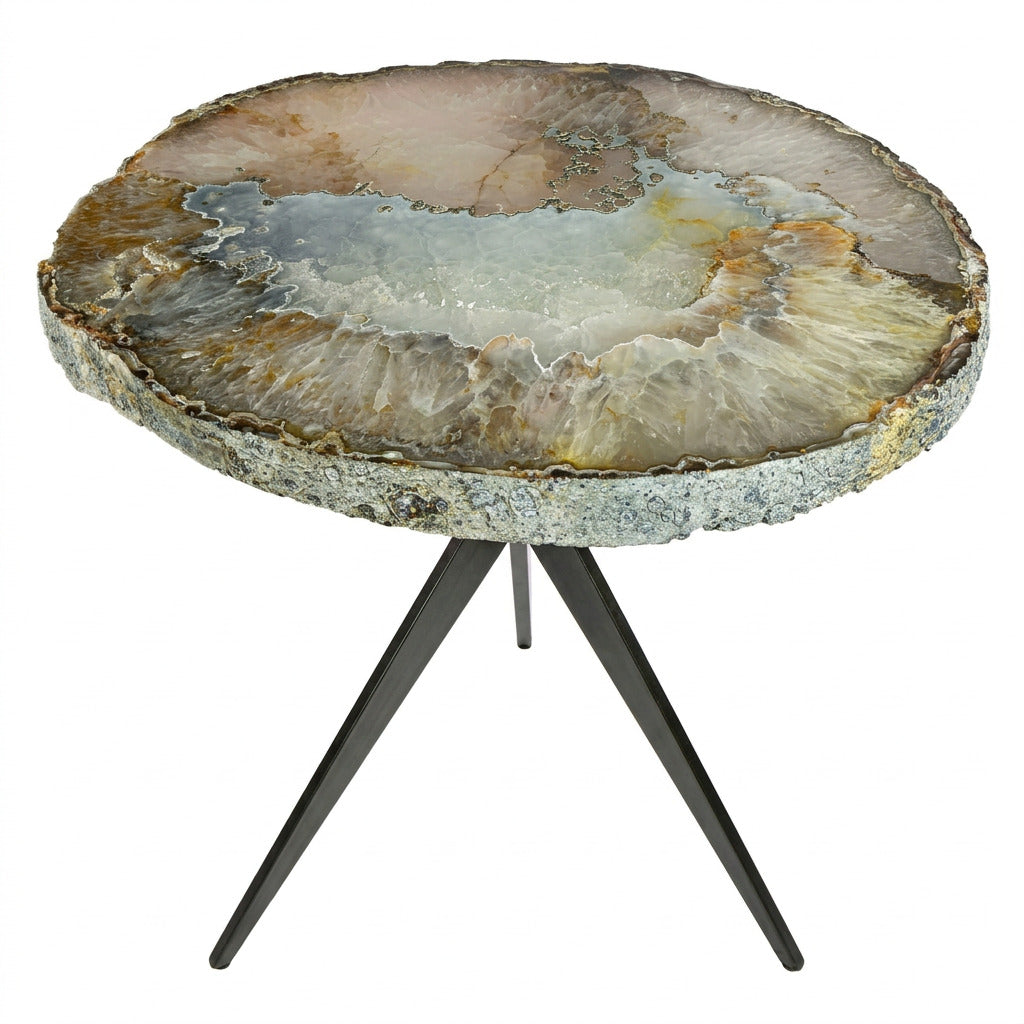 Rare Earth Gallery Agate & Ice Blue Quartz Side Table
