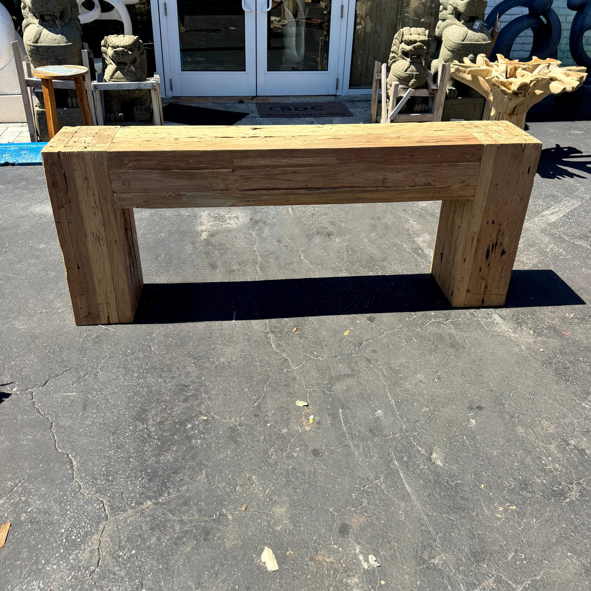 Recycled Teak Block Console Table – 79"