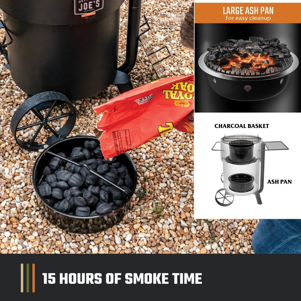 Bronco Pro 21.5 In. Heavy Duty Charcoal Drum Smoker and Grill with 366 Sq. In. Cooking Area in Black