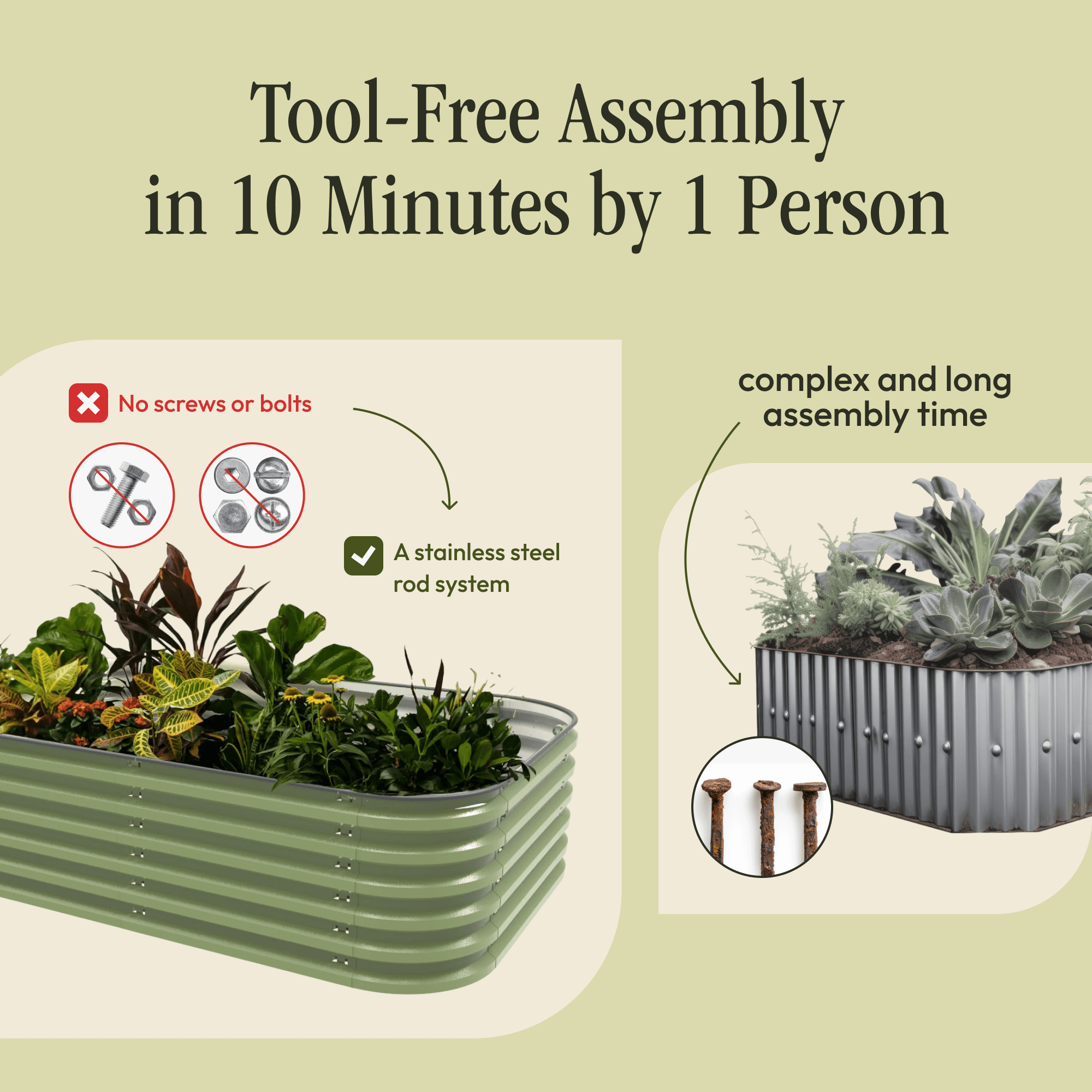 Gro-Rite “No Tools Needed” Premium Metal Raised Garden Bed Kit