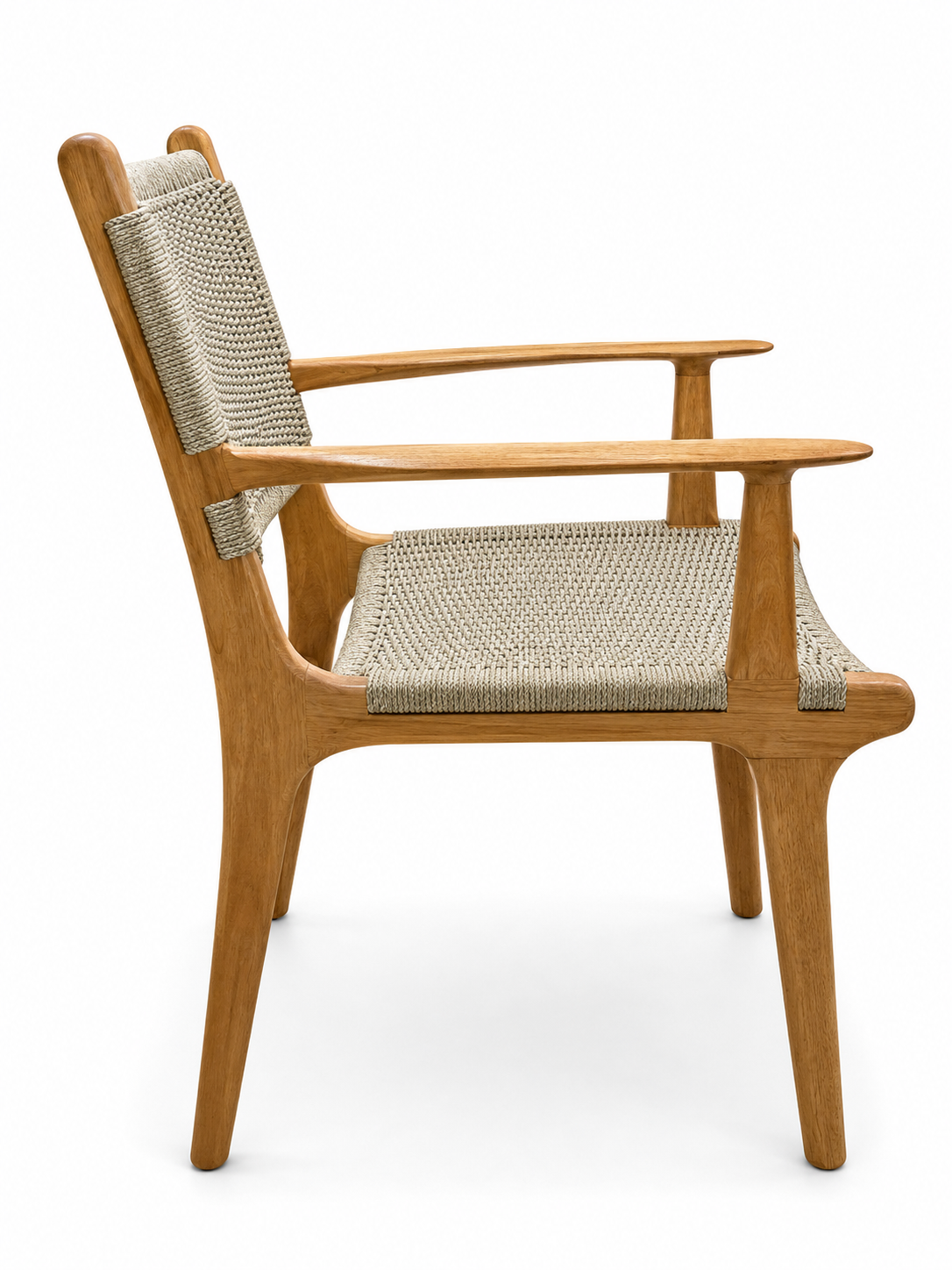 Broward Design Bali Off-White Teak & Synthetic Rope Dining Chair With Arms