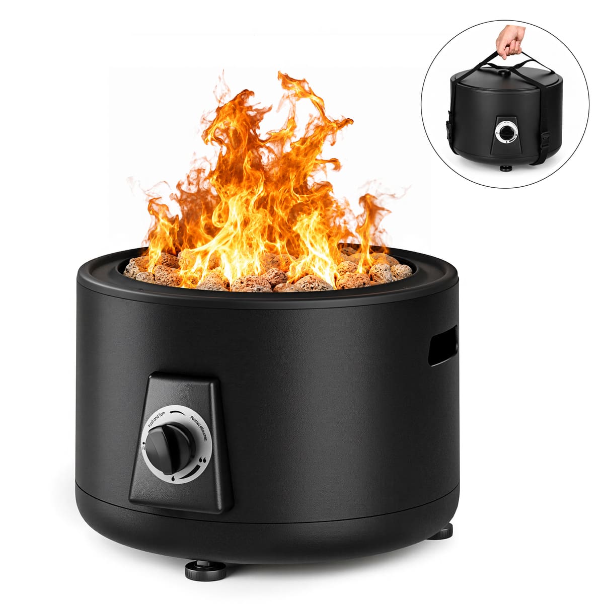Pamapic Pyra Portable Propane Fire Pit, 60,000 BTU Smokeless