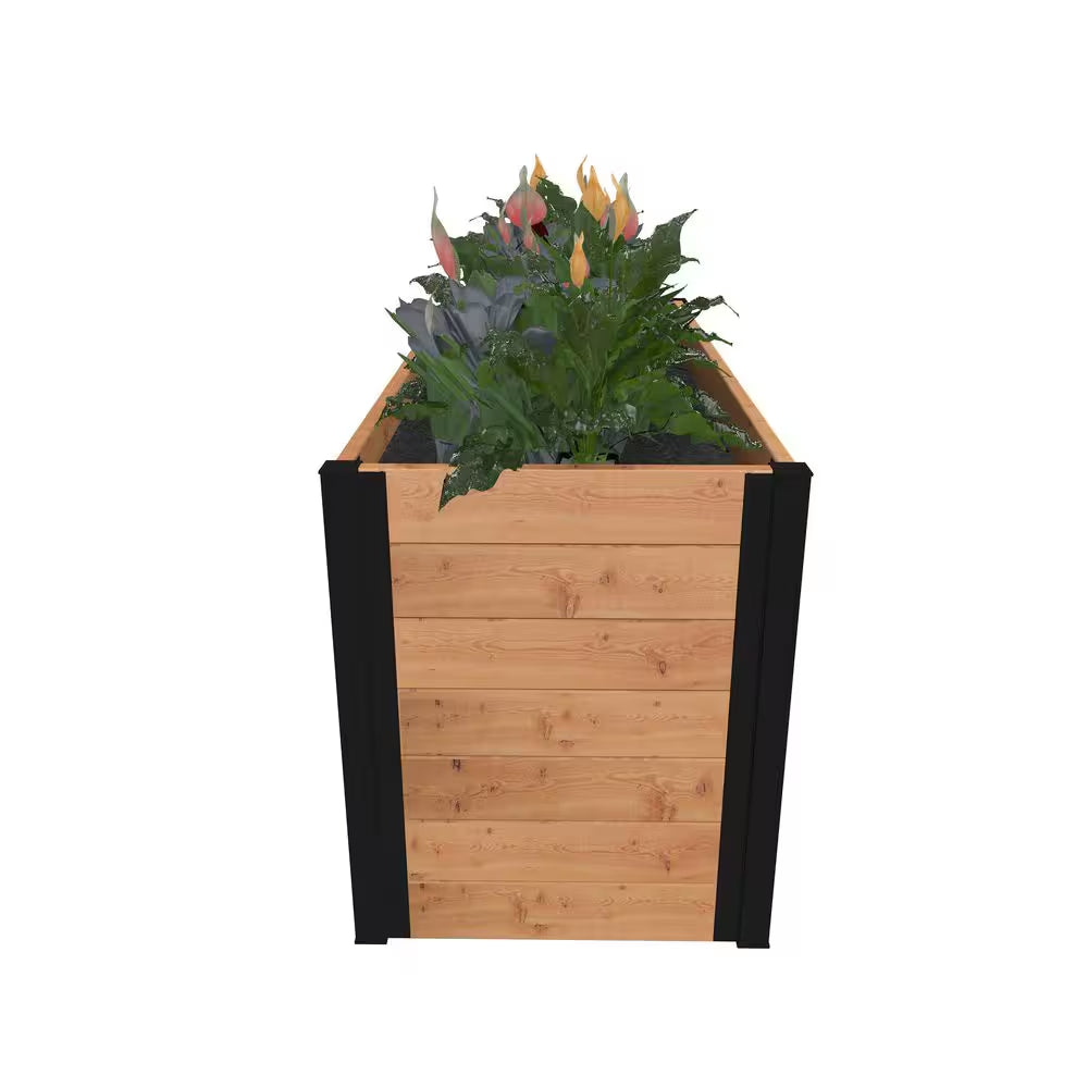 Vita Mezza 39"L X 16"W X 19"H Small Cedar Parklette Planter, Golden Brown, VT17715