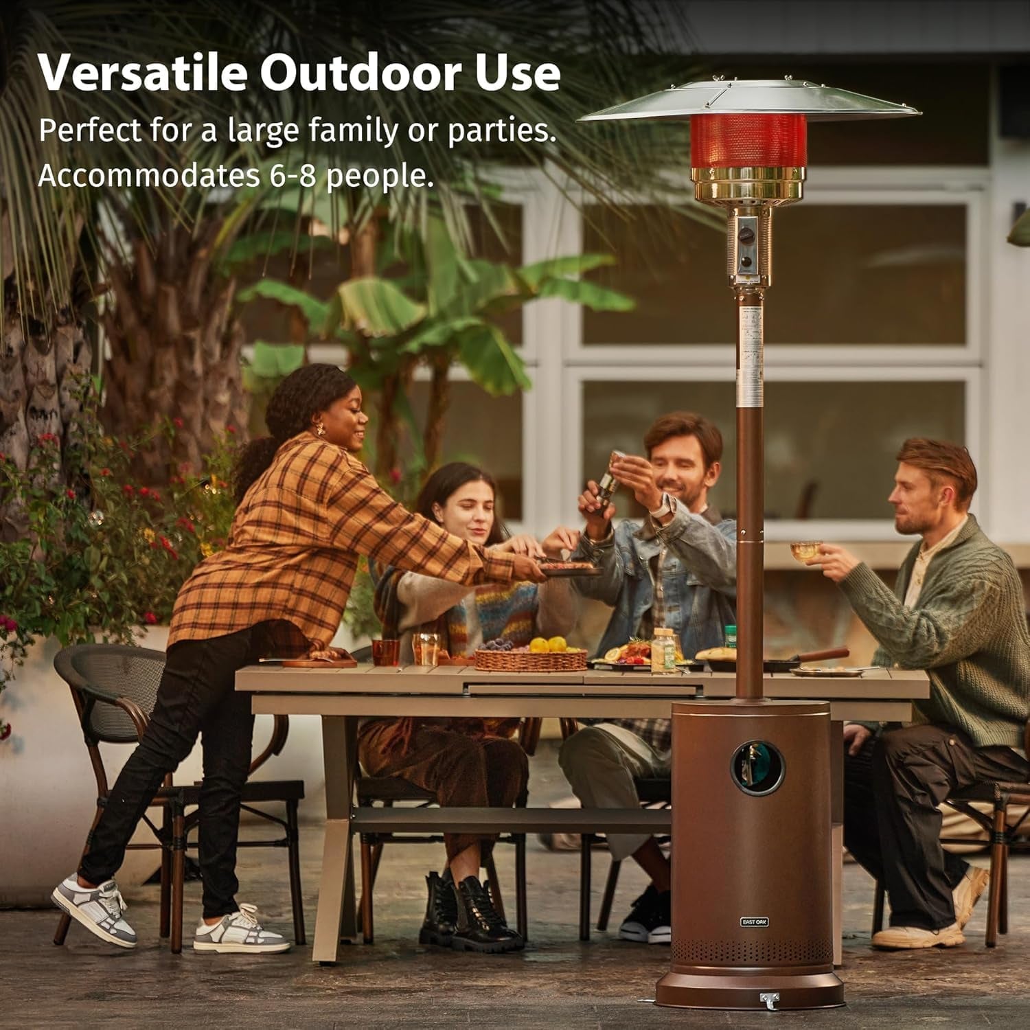 50,000 BTU Patio Heater for Outdoor Use with round Table Design, Double-Layer Stainless Steel Burner and Wheels, Outdoor Patio Heater for Home and Commercial, Bronze, 31.9" X 31.9" X 86.6"