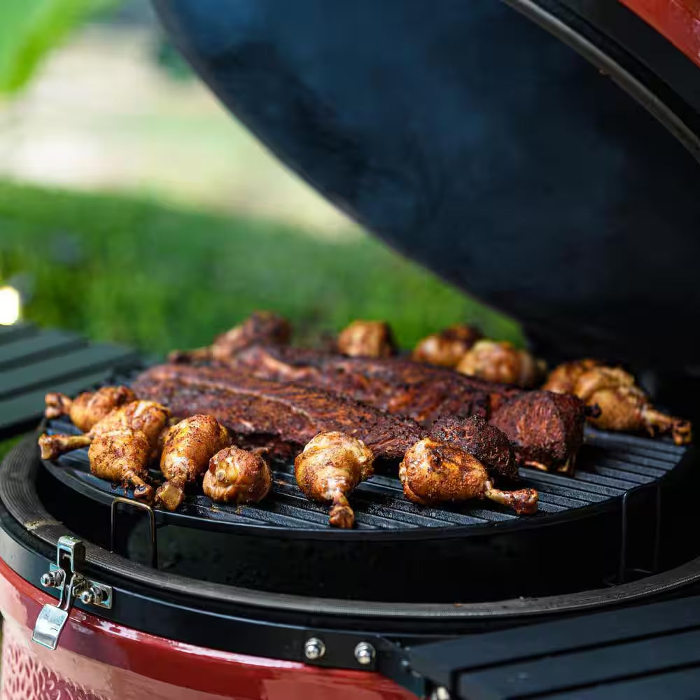 Classic Joe III 18 In. Charcoal Grill in Red with Cart, Side Shelves, Grate Gripper, and Ash Tool