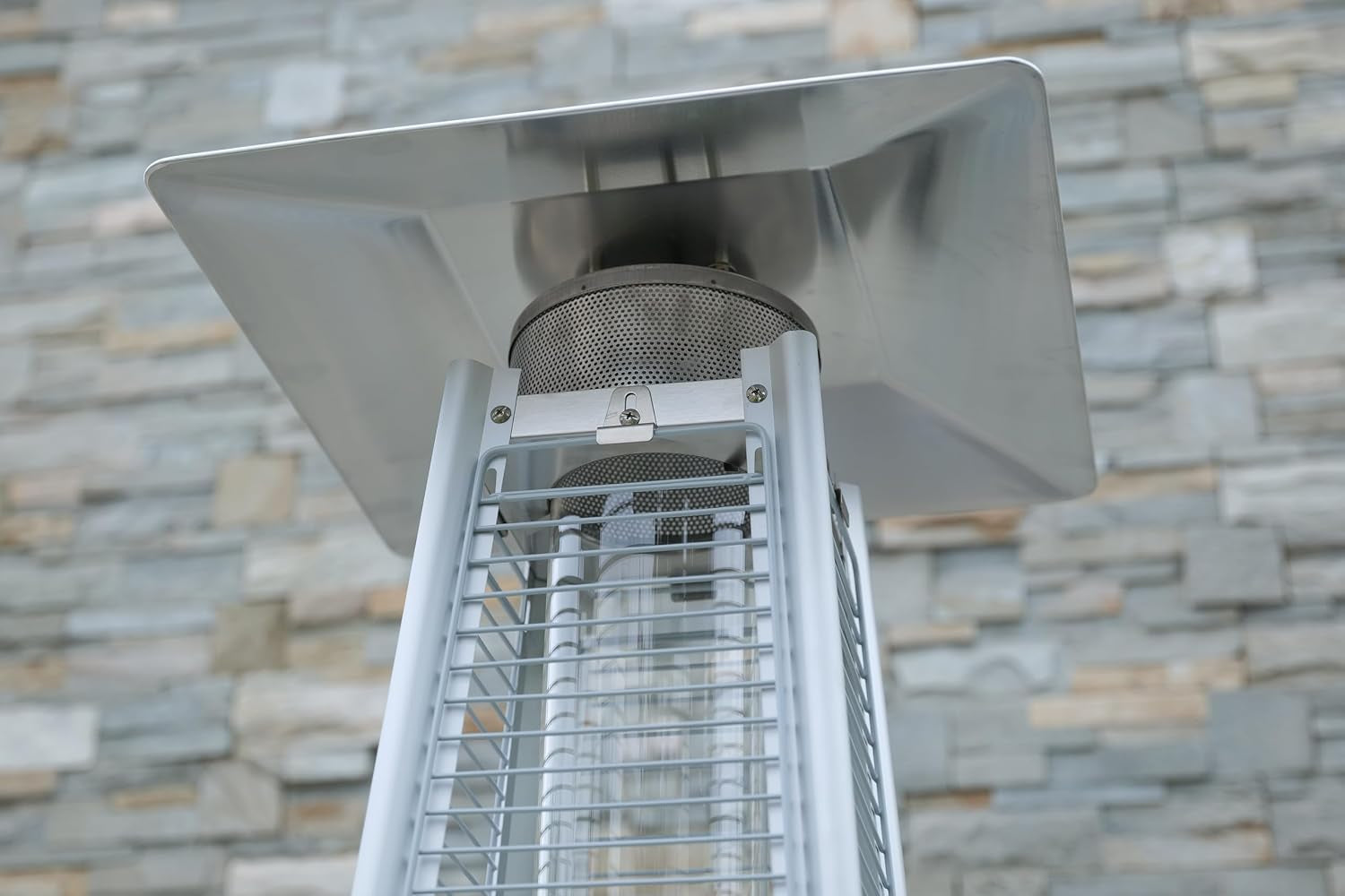 48000 BTU Pyramid Patio Heater for Outdoor Double Layer Stainless Steel Burner Triple Protection System Quartz Glass Tube Propane Heater for Home & Commerical Black