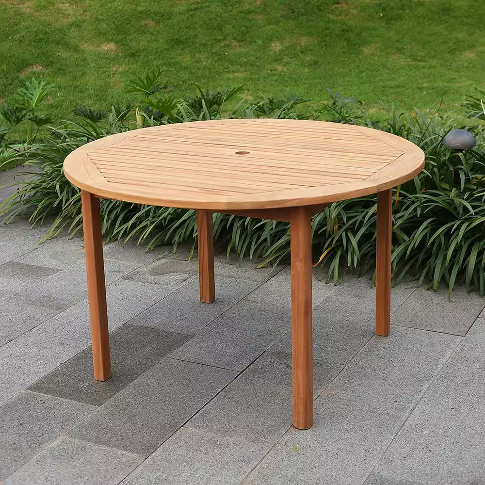 Gilmore Natural Teak round Outdoor Dining Table