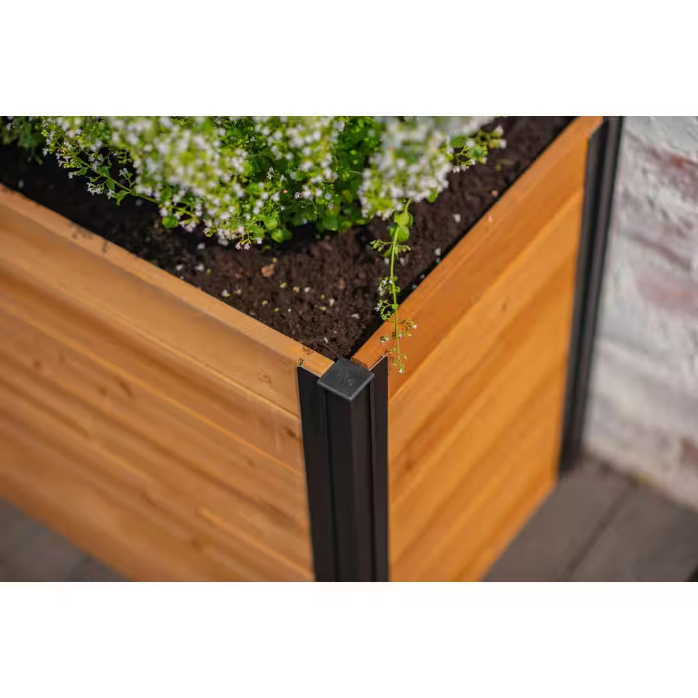 Vita Mezza 39"L X 16"W X 19"H Small Cedar Parklette Planter, Golden Brown, VT17715