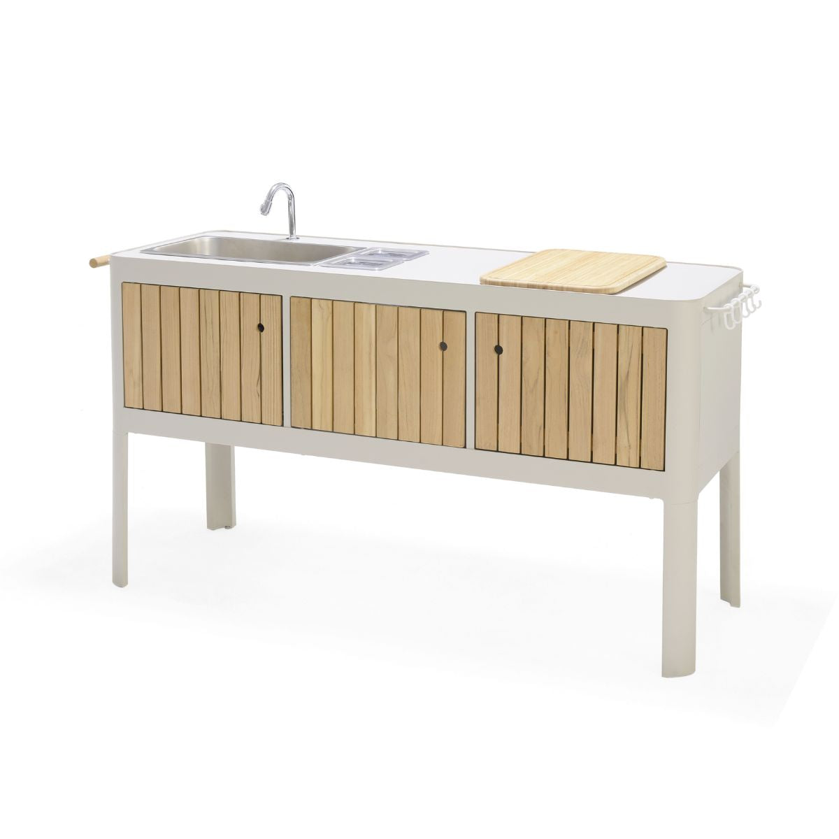 LifestyleGarden Portals Light Outdoor Kitchen with FSC Teak & Stainless Steel Sink