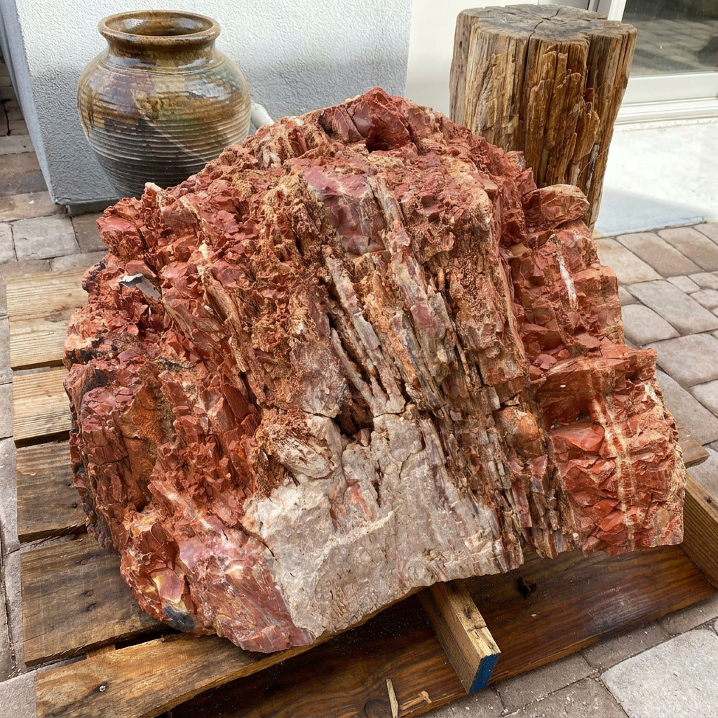 Rare Earth Gallery Arizona Petrified Wood Fountain – Red & Black