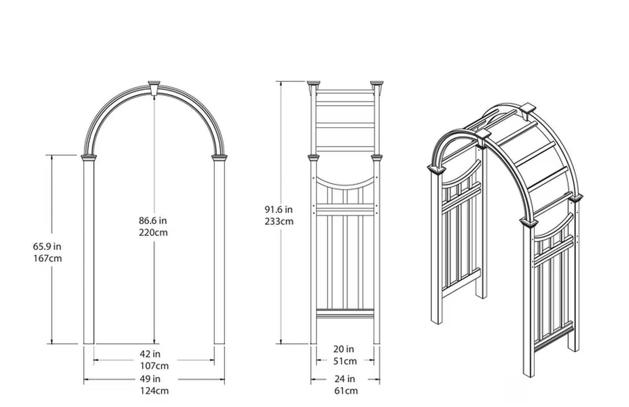49" L X 24" W X 91.6" H Vienna Classic Vinyl Arbor, White, VA68144