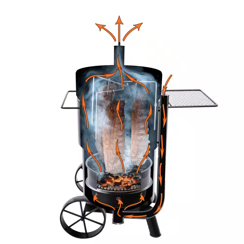 Bronco Charcoal Drum Smoker Grill in Black with 284 Sq. In. Cooking Space