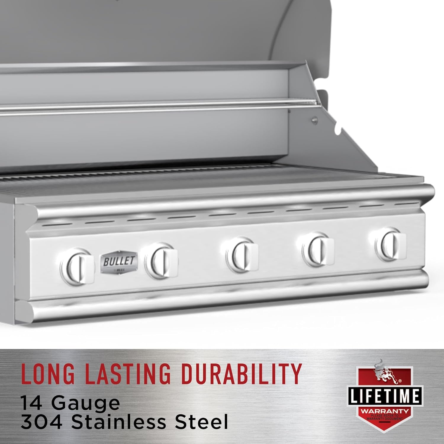 BBQ 47628 Angus 75,000 BTU Grill Head, LP, 304 Stainless Steel, 4 Burners, 810 Sq. Inches, Twin Lights, Rotisserie Kit