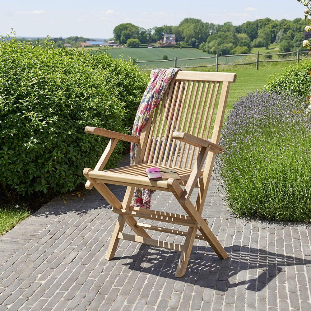 Cambridge Casual Weatherly Solid Teak Folding Outdoor Deck Chair
