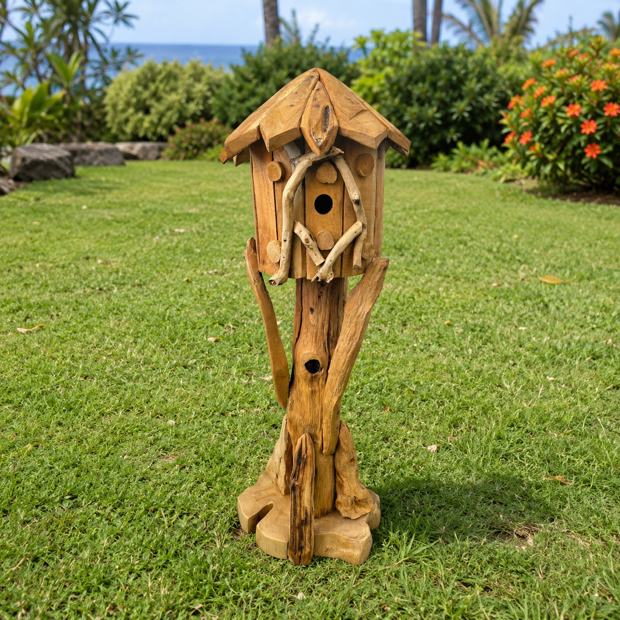 The Broward Design Center Hand-Carved Recycled Teak Birdhouse