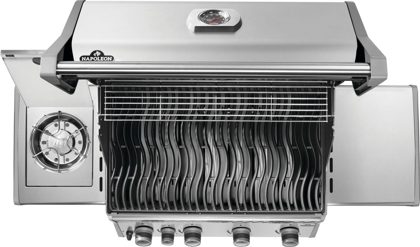 Rogue 525 Propane Gas Grill with Range Side Burner, Stainless Steel, Durable 5-Burner Grilling Experience