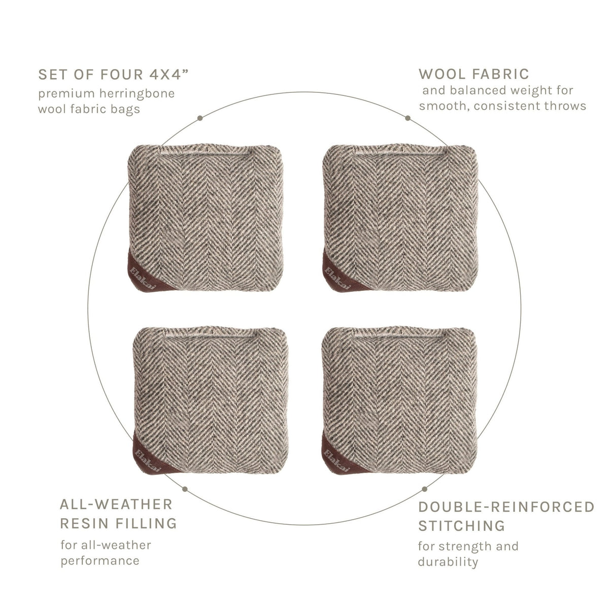 Elakai 4-in Travel Herringbone All-Weather Cornhole Bags | Set of 4