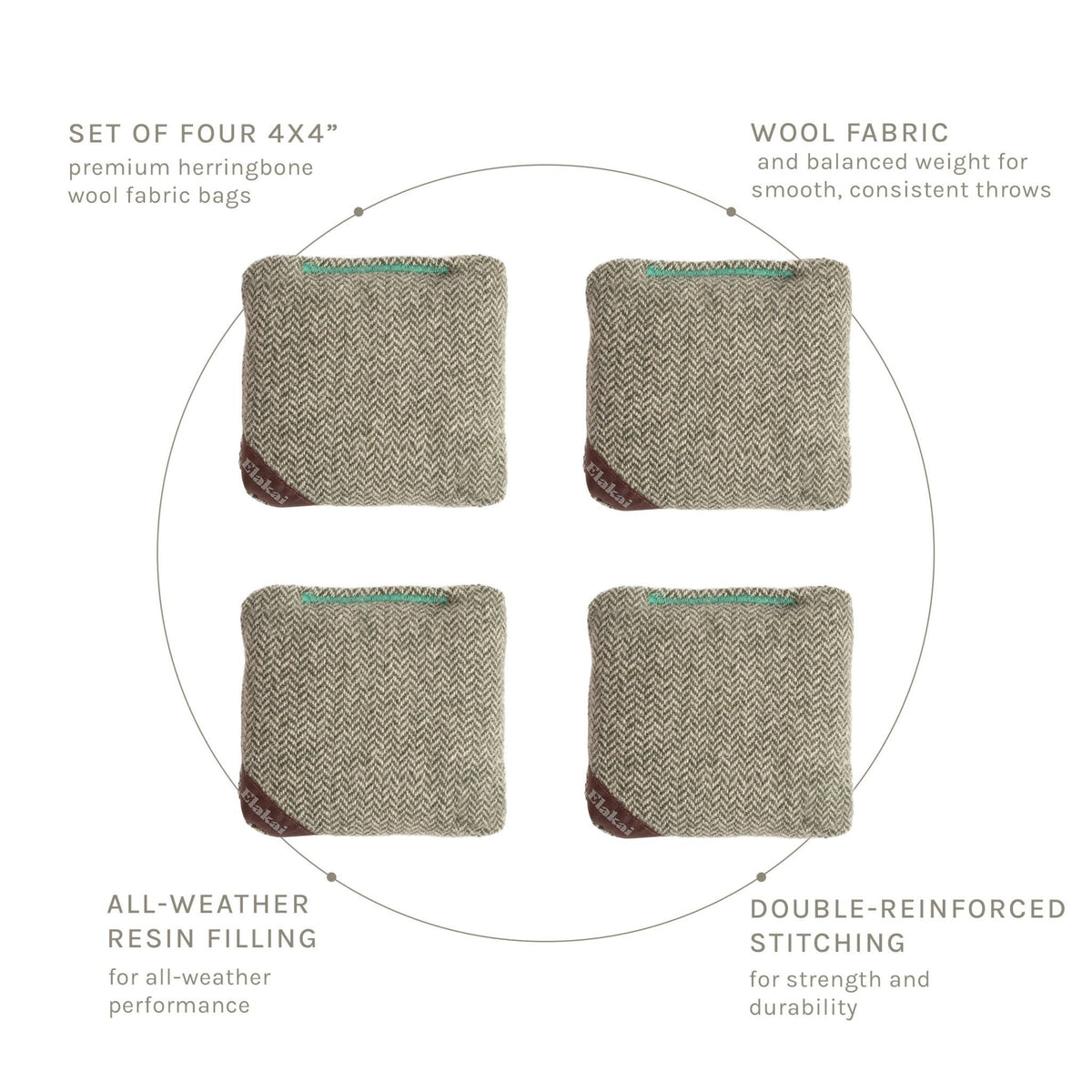 Elakai 4-in Travel Herringbone All-Weather Cornhole Bags | Set of 4