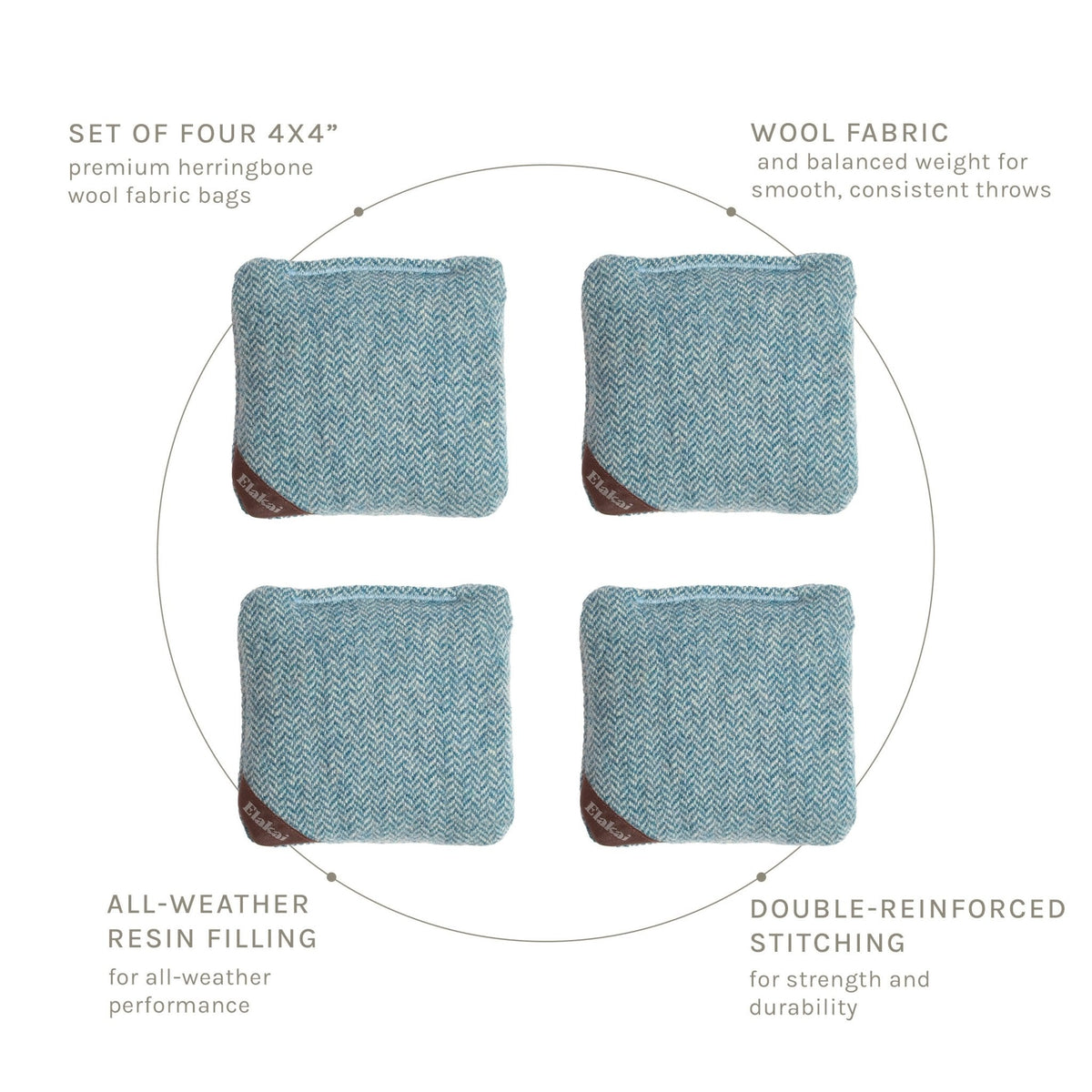 Elakai 4-in Travel Herringbone All-Weather Cornhole Bags | Set of 4