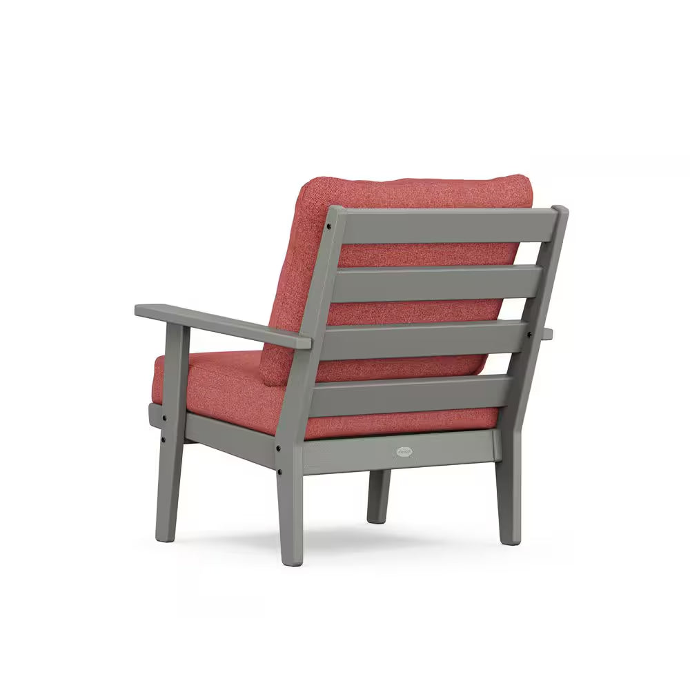 Grant Park Slate Grey 4-Piece Plastic Patio Conversation Deep Seating Set with Silver Garnet Cushions