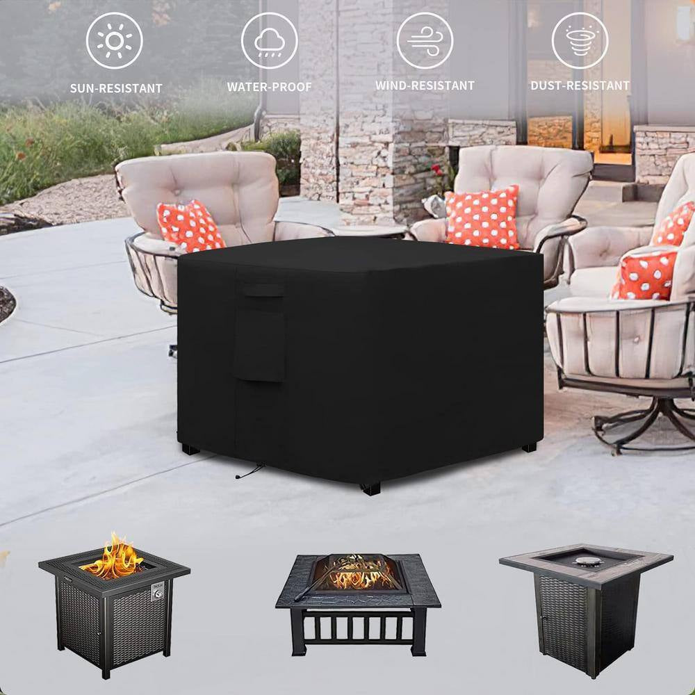 Outdoor Fire Pit Cover Square 32" Lx32 Wx24 H, Durable Outdoor Gas Waterproof and Weatherproof Cover, Black